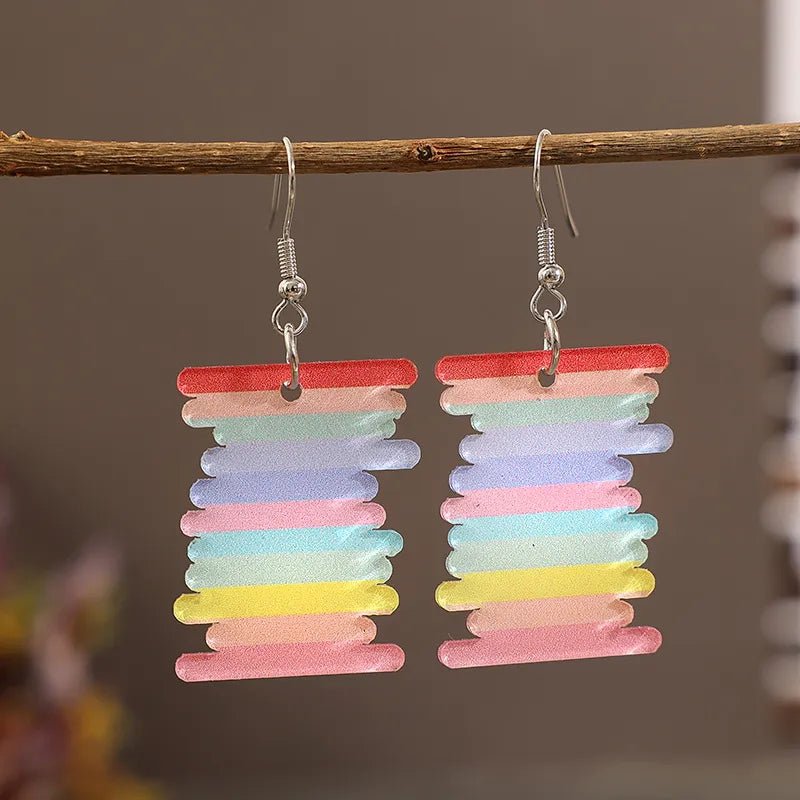Acrylic Rainbow Dangle Earrings - Coolpeacock