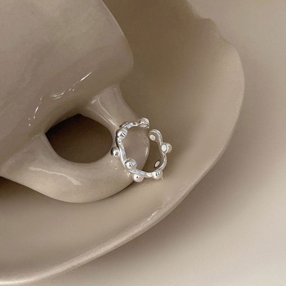 Adjustable 925 Sterling Silver Fashion Irregular Round Beads Ring for Women Trendy Statement Jewelry - KIAHMILLA