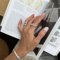 Adjustable 925 Sterling Silver Fashion Irregular Round Beads Ring for Women Trendy Statement Jewelry - KIAHMILLA