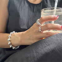 Adjustable 925 Sterling Silver Fashion Irregular Round Beads Ring for Women Trendy Statement Jewelry - KIAHMILLA