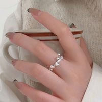 Adjustable 925 Sterling Silver Fashion Irregular Round Beads Ring for Women Trendy Statement Jewelry - KIAHMILLA