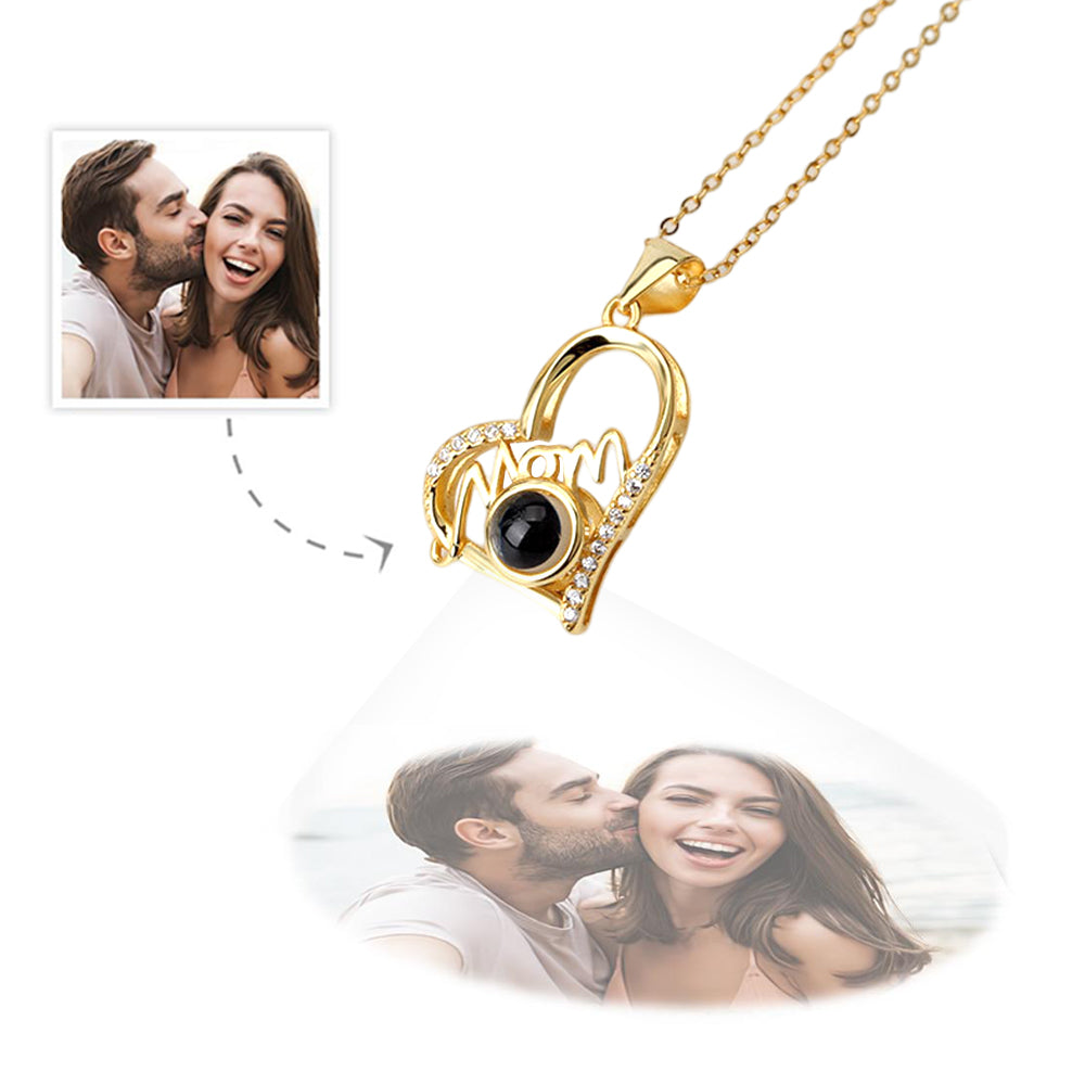 Personalized Mom Projection Heart Necklace 925 Sterling Silver
