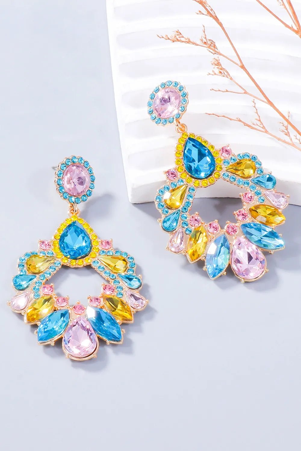 Alloy Rhinestone Dangle Earrings - Coolpeacock