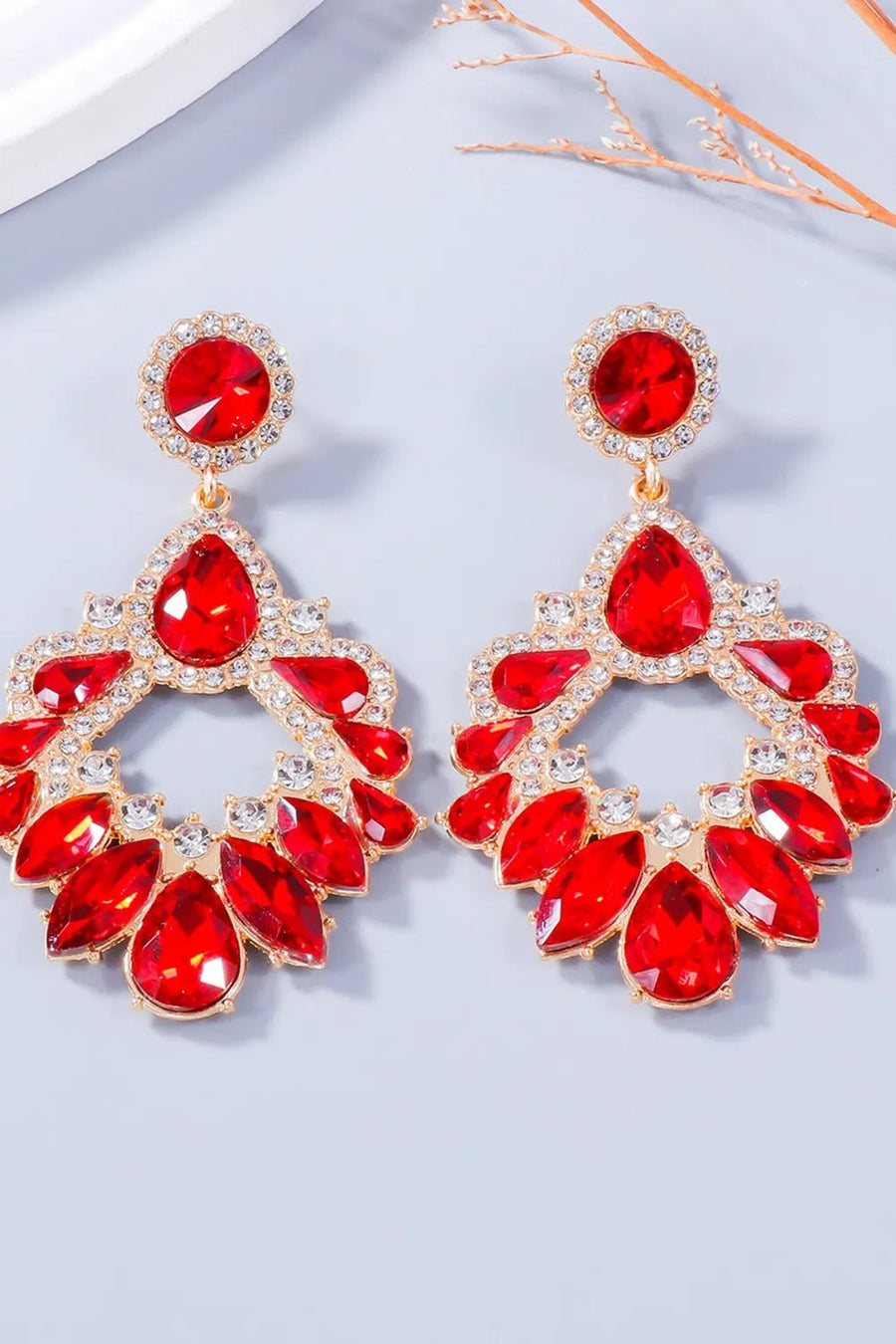 Alloy Rhinestone Dangle Earrings - Coolpeacock