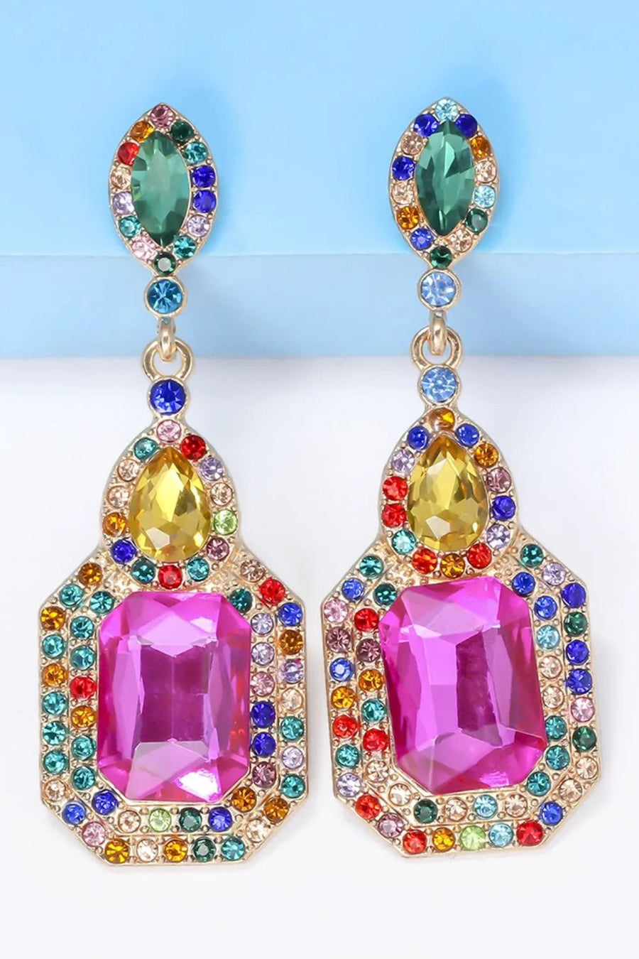 Alloy Rhinestone Dangle Earrings - Coolpeacock