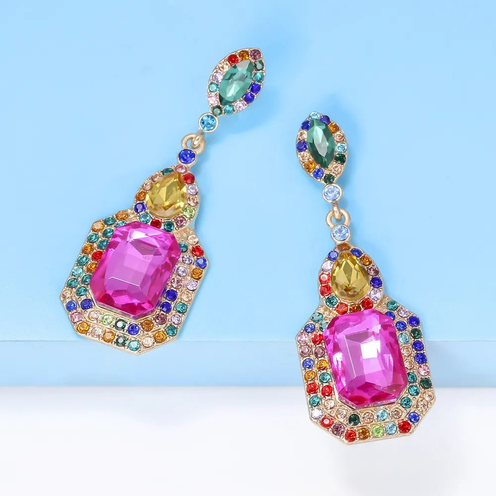 Alloy Rhinestone Dangle Earrings - Coolpeacock