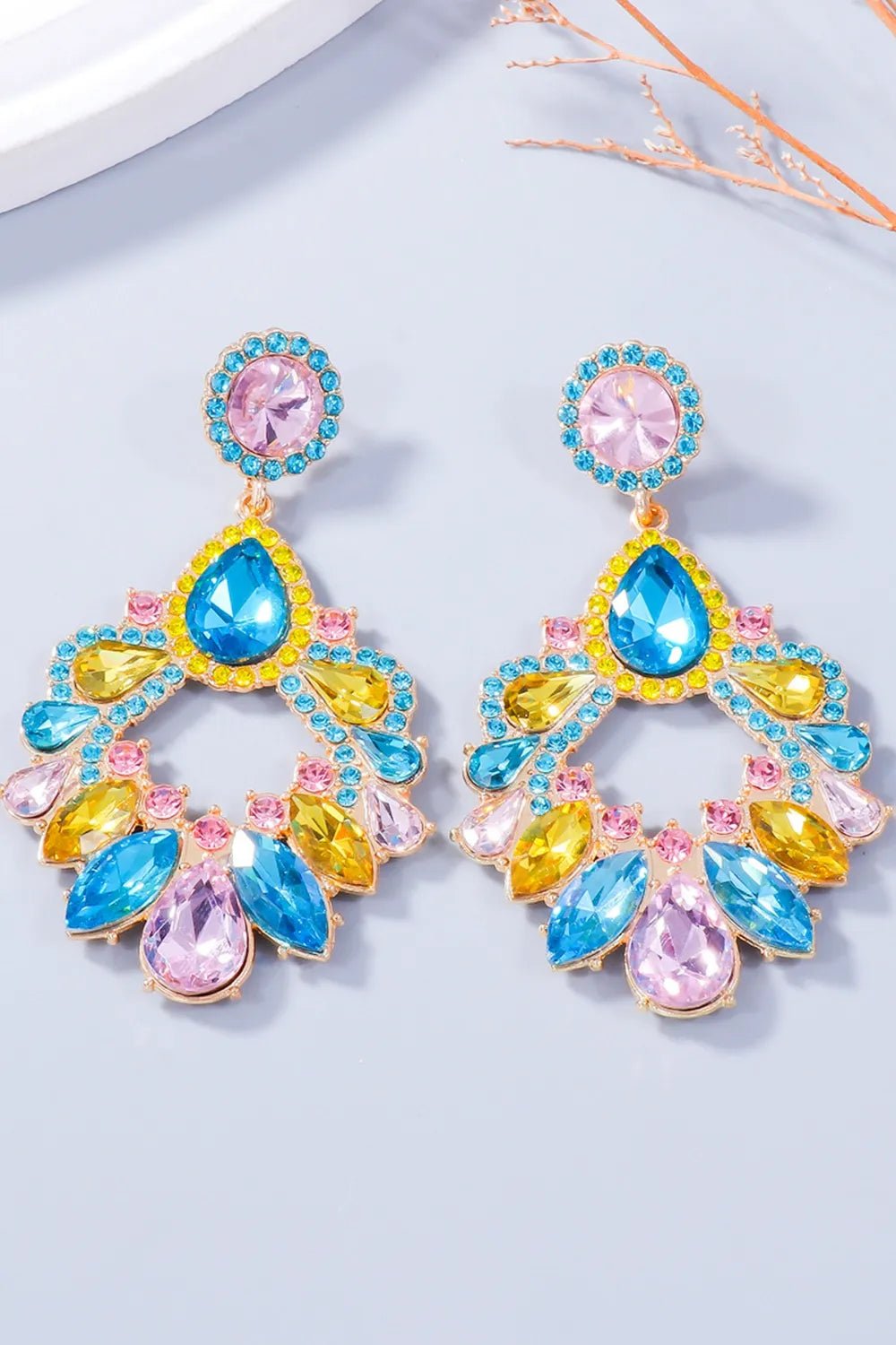 Alloy Rhinestone Dangle Earrings - Coolpeacock