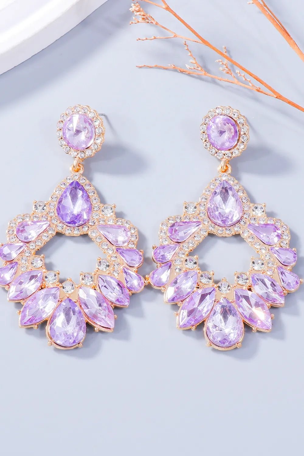 Alloy Rhinestone Dangle Earrings - Coolpeacock