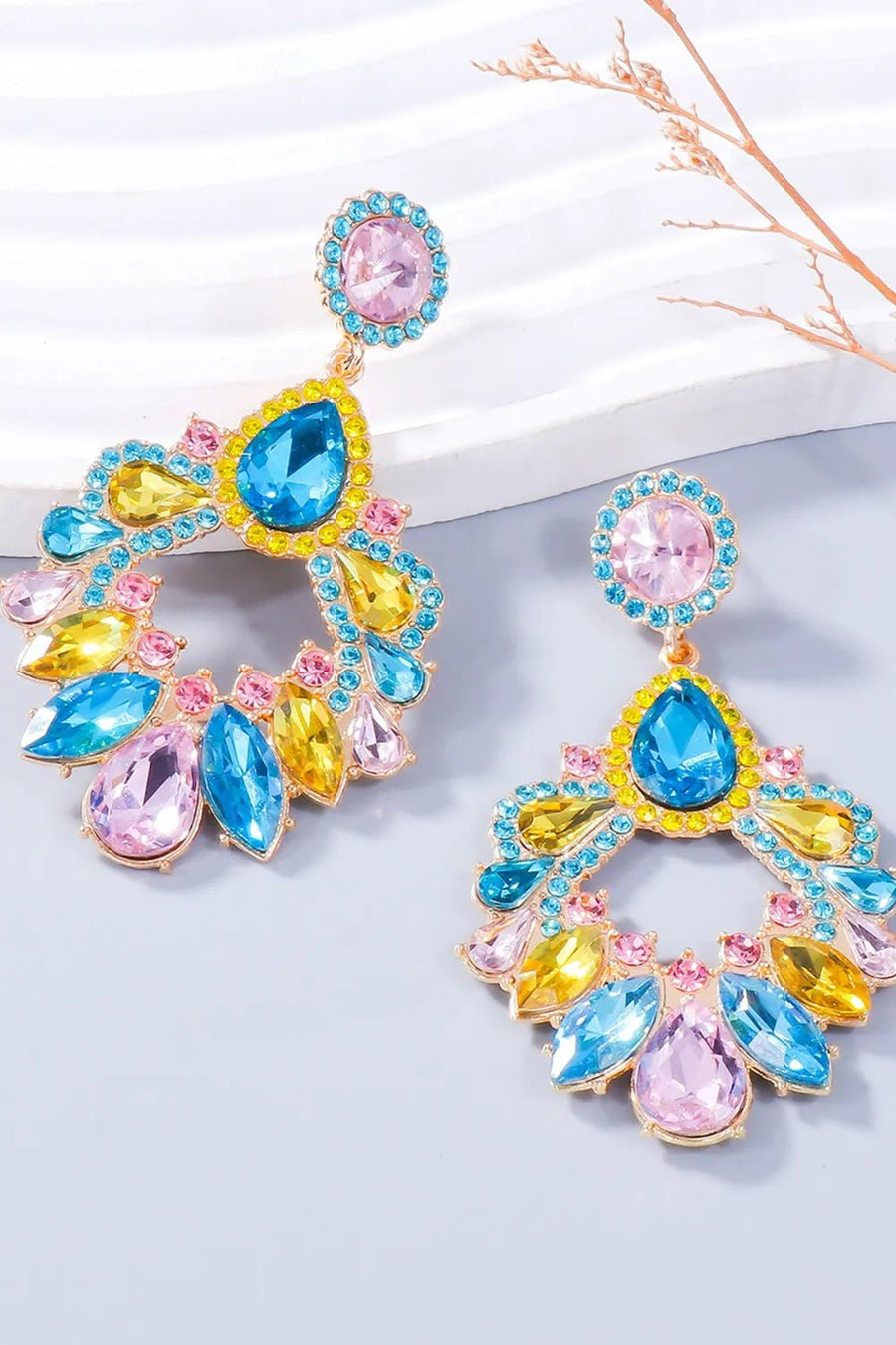 Alloy Rhinestone Dangle Earrings - Coolpeacock