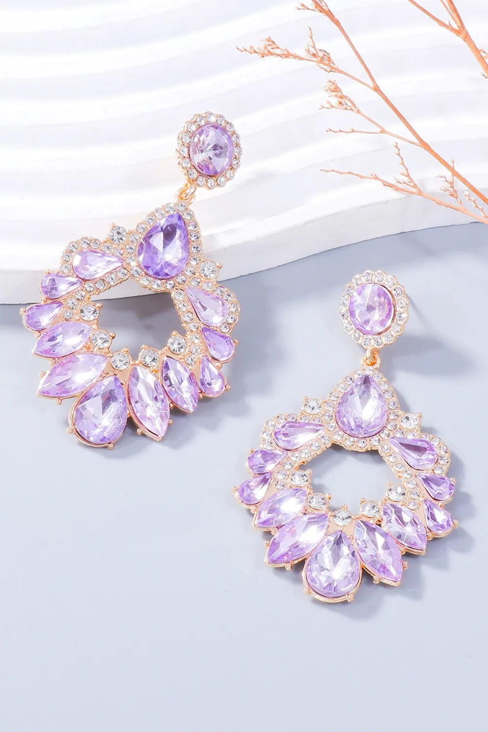 Alloy Rhinestone Dangle Earrings - Coolpeacock