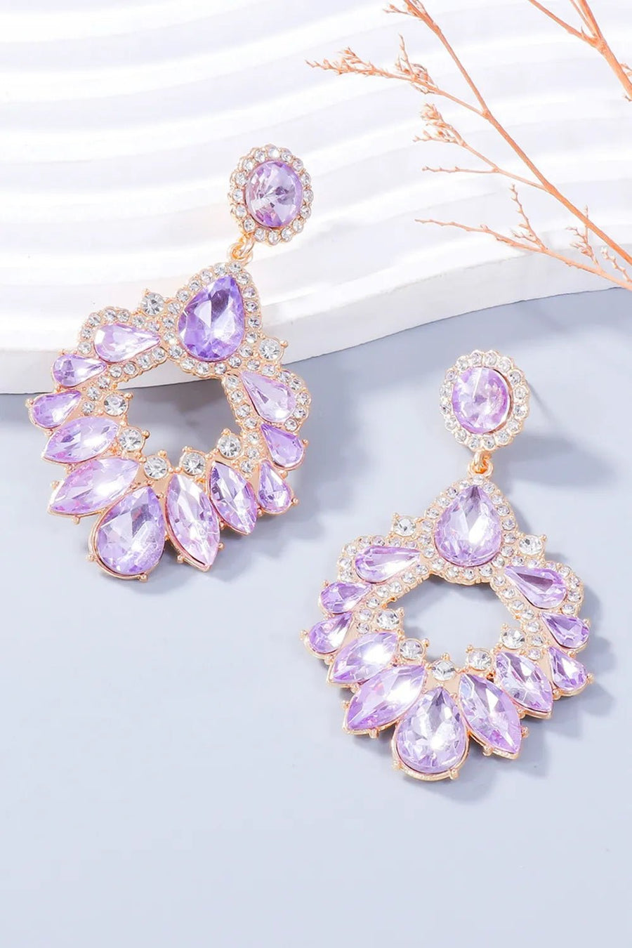 Alloy Rhinestone Dangle Earrings - Coolpeacock