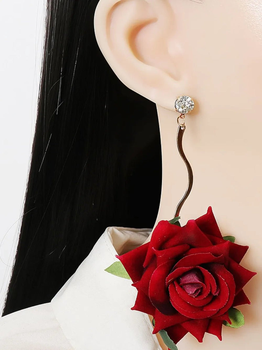 Alloy Rose Dangle Earrings - Coolpeacock