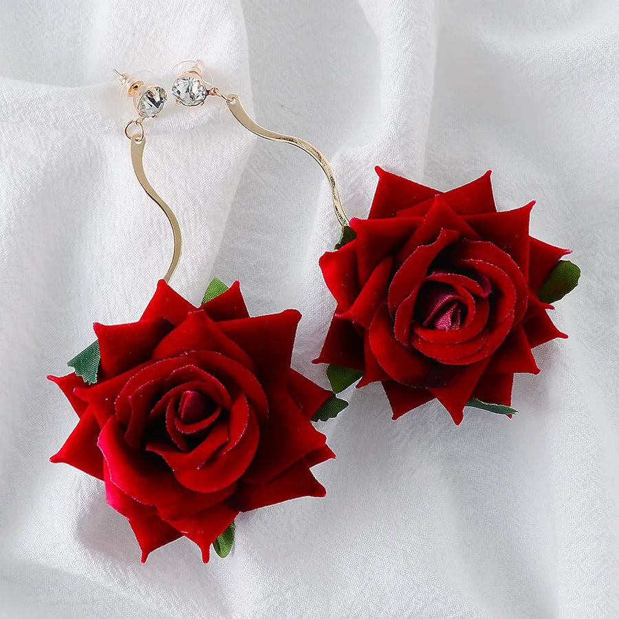 Alloy Rose Dangle Earrings - Coolpeacock