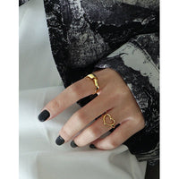 Anniversary Hollow Heart 925 Sterling Silver Adjustable Ring - KIAHMILLA