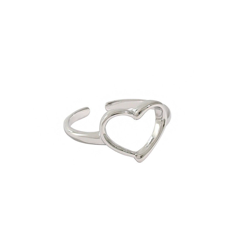 Anniversary Hollow Heart 925 Sterling Silver Adjustable Ring - KIAHMILLA