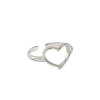 Anniversary Hollow Heart 925 Sterling Silver Adjustable Ring - KIAHMILLA