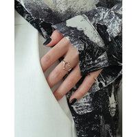 Anniversary Hollow Heart 925 Sterling Silver Adjustable Ring - KIAHMILLA