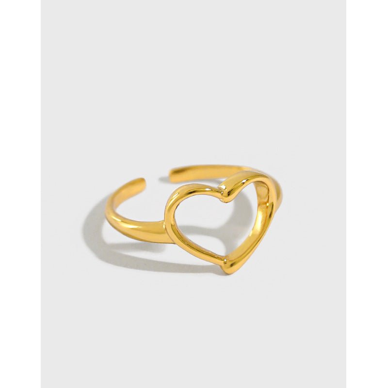 Anniversary Hollow Heart 925 Sterling Silver Adjustable Ring - KIAHMILLA