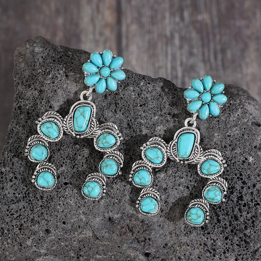Artificial Turquoise Alloy Dangle Earrings - Coolpeacock