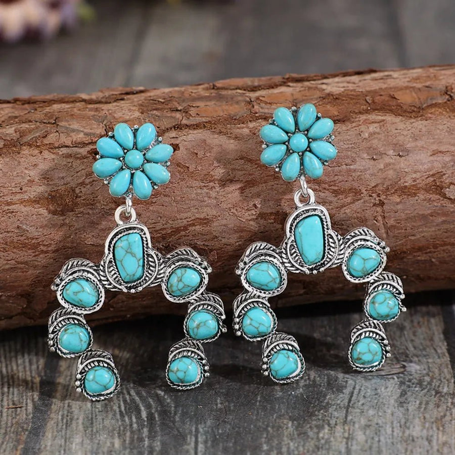 Artificial Turquoise Alloy Dangle Earrings - Coolpeacock