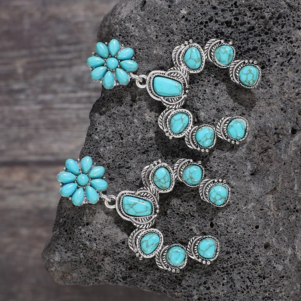 Artificial Turquoise Alloy Dangle Earrings - Coolpeacock