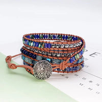 Artisan Multi - Tier Leather and Stone Bracelet - Coolpeacock