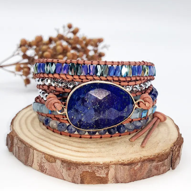 Artisan Multi - Tier Leather and Stone Bracelet - Coolpeacock
