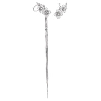 Asymmetric Women Peach Blossom Flower Tassels 925 Sterling Silver Dangling Earrings - KIAHMILLA