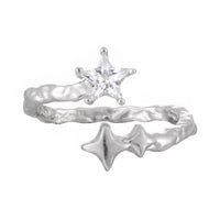Asymmetrical Star White Gold Tone 925 Sterling Silver Fashion Open Ring - KIAHMILLA