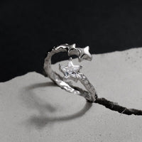 Asymmetrical Star White Gold Tone 925 Sterling Silver Fashion Open Ring - KIAHMILLA