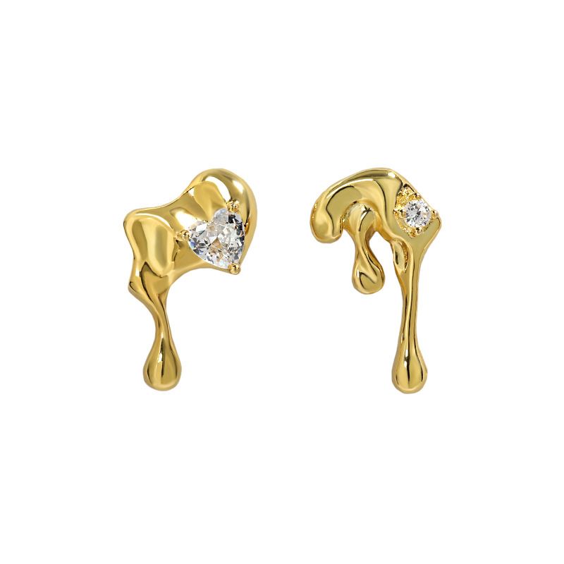 Asymmetry Irregular CZ Lava Flow 925 Sterling Silver Dangling Earrings - KIAHMILLA