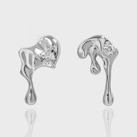 Asymmetry Irregular CZ Lava Flow 925 Sterling Silver Dangling Earrings - KIAHMILLA