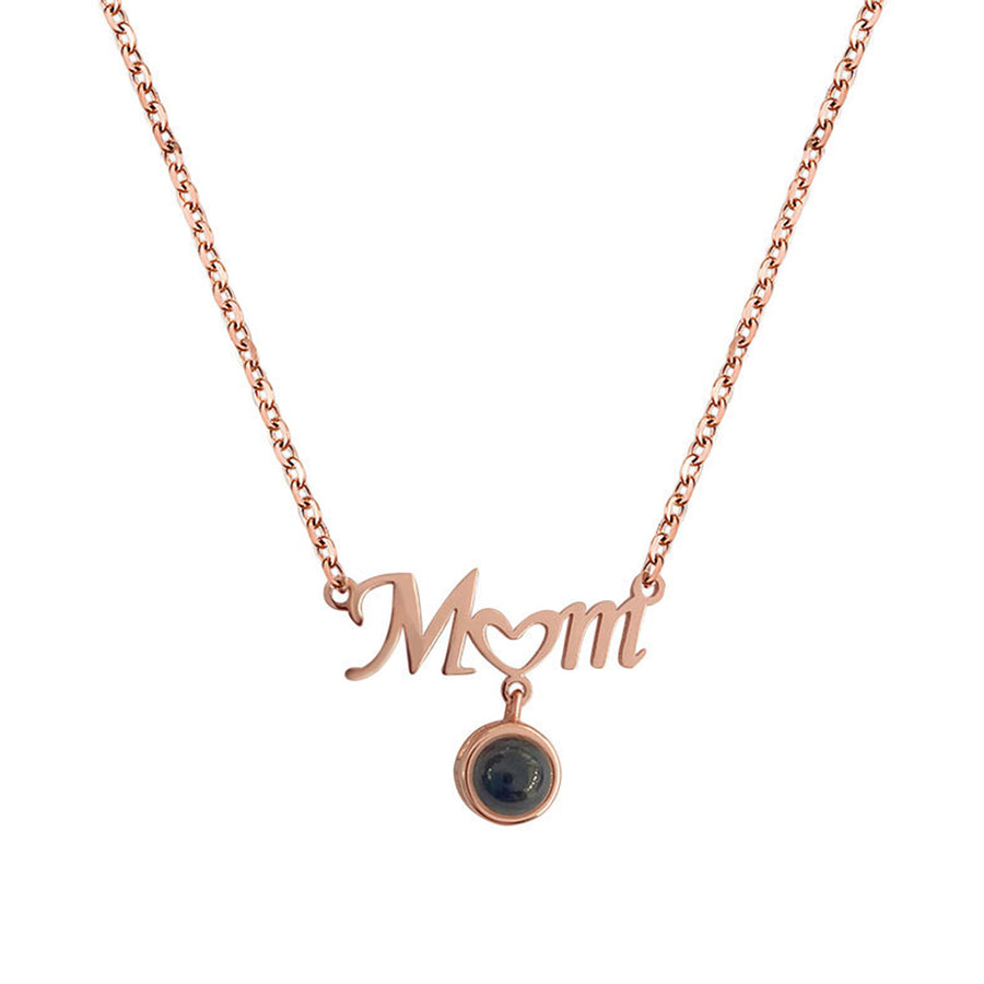 Custom Mom Photo Projection Necklace with Little Heart