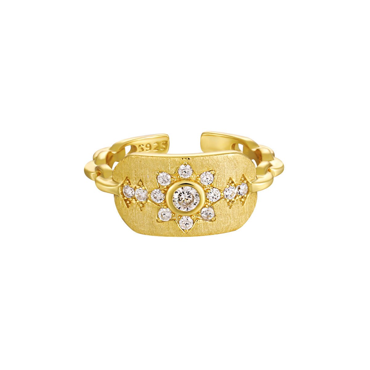 Beautiful CZ Sunflowers 925 Sterling Silver Adjustable Ring - KIAHMILLA