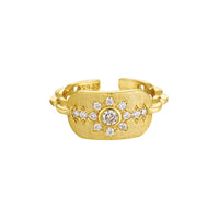 Beautiful CZ Sunflowers 925 Sterling Silver Adjustable Ring - KIAHMILLA