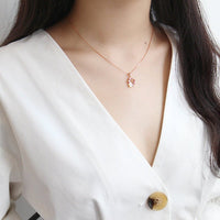 Beautiful Pink CZ White Shell Flower Garland 925 Sterling Silver Necklace - KIAHMILLA