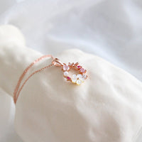 Beautiful Pink CZ White Shell Flower Garland 925 Sterling Silver Necklace - KIAHMILLA