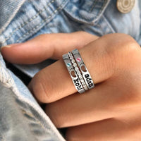 Birthstone and hollow footprints can be customized with name design light luxury unique ring - KIAHMILLA