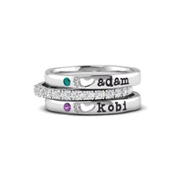 Birthstone and hollow footprints can be customized with name design light luxury unique ring - KIAHMILLA