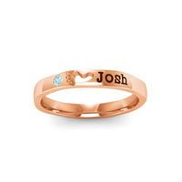 Birthstone and hollow footprints can be customized with name design light luxury unique ring - KIAHMILLA