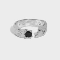 Black CZ Irregular Fashion 925 Sterling Silver Adjustable Ring - KIAHMILLA