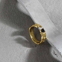 Black CZ Irregular Fashion 925 Sterling Silver Adjustable Ring - KIAHMILLA