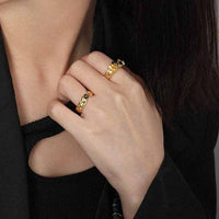 Black CZ Irregular Fashion 925 Sterling Silver Adjustable Ring - KIAHMILLA