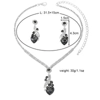 Bridal Rhinestone Heart Necklace and Earrings Set – Elegant Wedding Jewelry - Coolpeacock