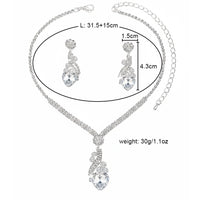 Bridal Rhinestone Heart Necklace and Earrings Set – Elegant Wedding Jewelry - Coolpeacock