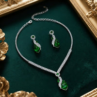 Bridal Rhinestone Heart Necklace and Earrings Set – Elegant Wedding Jewelry - Coolpeacock