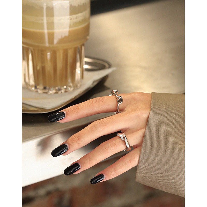 Bridesmaid Irregular Wave Sunshine 925 Sterling Silver Adjustable Ring - KIAHMILLA
