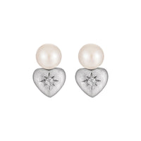 Bridesmaid Shell Pearls Star Heart 925 Sterling Silver Stud Earrings - KIAHMILLA