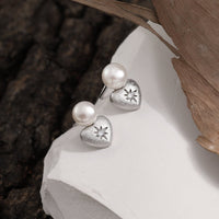 Bridesmaid Shell Pearls Star Heart 925 Sterling Silver Stud Earrings - KIAHMILLA
