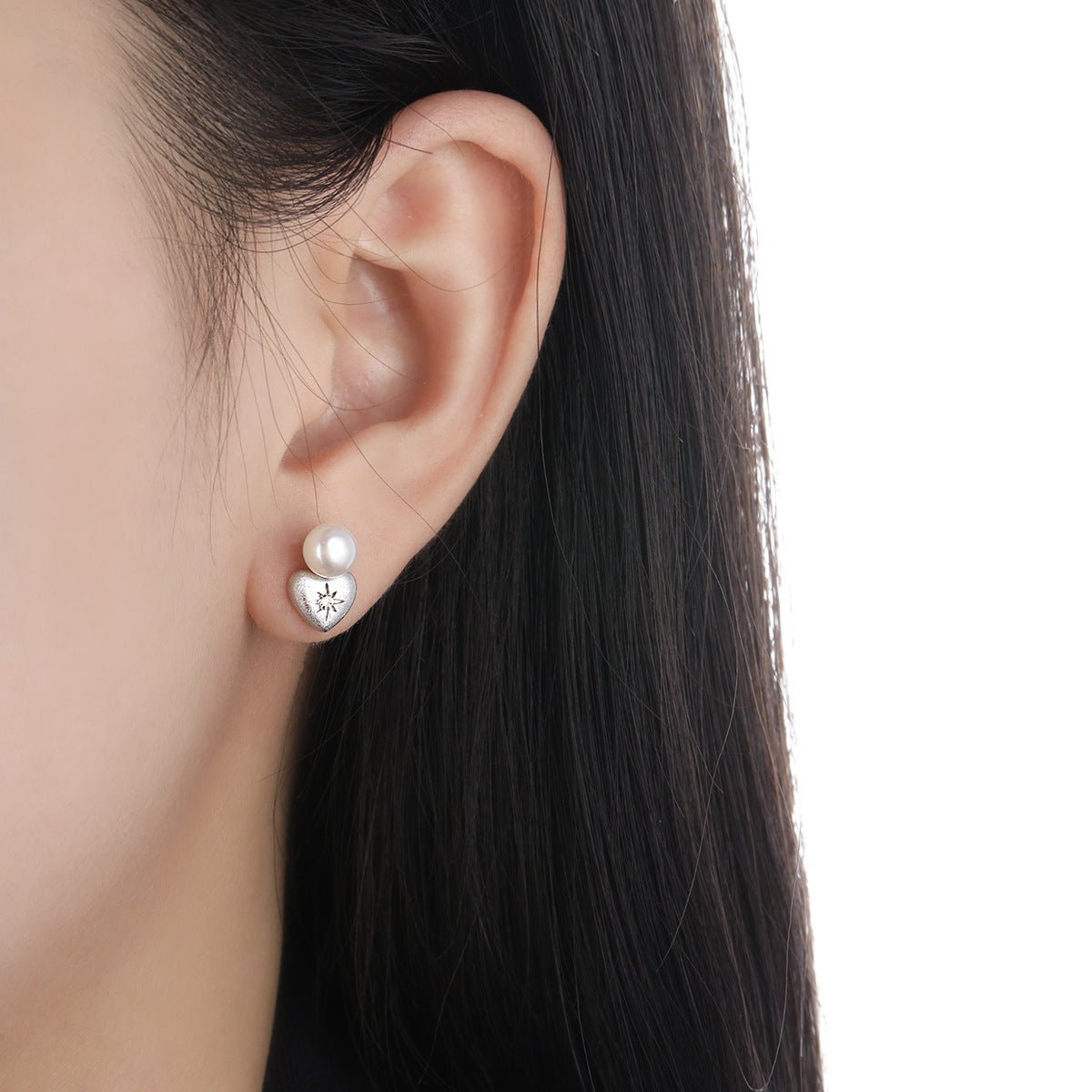 Bridesmaid Shell Pearls Star Heart 925 Sterling Silver Stud Earrings - KIAHMILLA